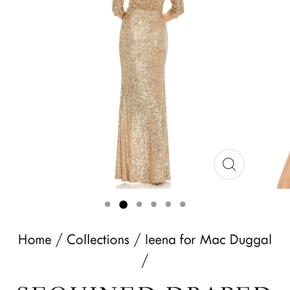 Sequence draped 3/4 gold floor length gown Ieena for Mac Duggal size 4 - Picture 7 of 8